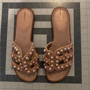Sam Edelman Pearl Embellished Brown Sandals